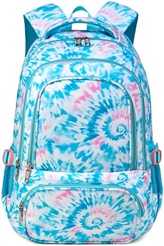 BLUEFAIRY Kids Backpack for Girls Elementary Primary Middle School Bags for Aged 8-10 for Teens Childs Bookbags Back to School Book Bags Mochilas para NiÃ±as de 6 7 8 9 10 AÃ±os Tie-dye Blue - Image 1