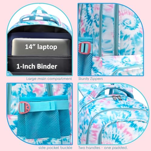 BLUEFAIRY Kids Backpack for Girls Elementary Primary Middle School Bags for Aged 8-10 for Teens Childs Bookbags Back to School Book Bags Mochilas para NiÃ±as de 6 7 8 9 10 AÃ±os Tie-dye Blue - Image 5