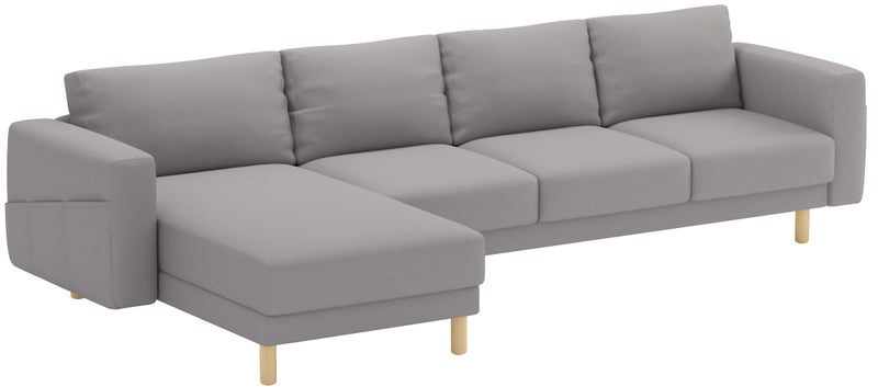 غطاء أريكة قابل للتخصيص متين لثلاثة أو اثنين 3 أو 2 مقعد مع مسند جانبي متوافق مع أريكة زاوية إيكيا نورسبرغ 3 ومساند جانبية بوليستر رمادي فاتح