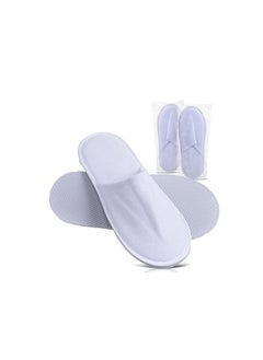 VINSTAR 5 Pairs Disposable Closed Toe Slippers, Fluffy 5mm EVA, Non-Slip, Unisex, Eco-Friendly Indoor Slippers for Hotel, Home, Travel & Spa, Fits up to US Men Size 10 and Women Size 11  - Image 1