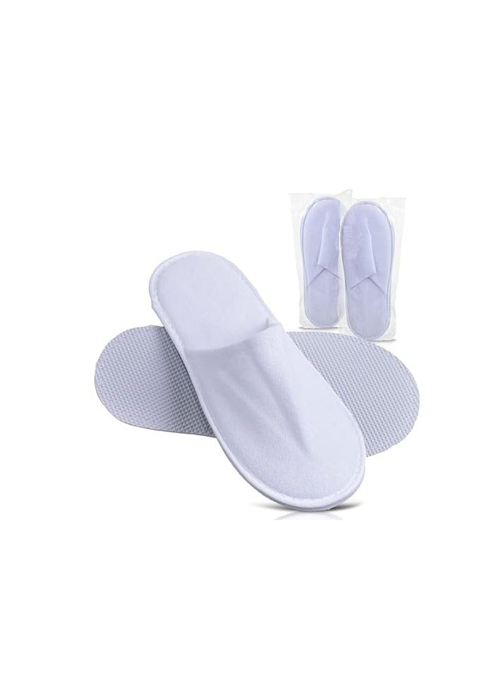 VINSTAR 5 Pairs Disposable Closed Toe Slippers, Fluffy 5mm EVA, Non-Slip, Unisex, Eco-Friendly Indoor Slippers for Hotel, Home, Travel & Spa, Fits up to US Men Size 10 and Women Size 11 - Image 1