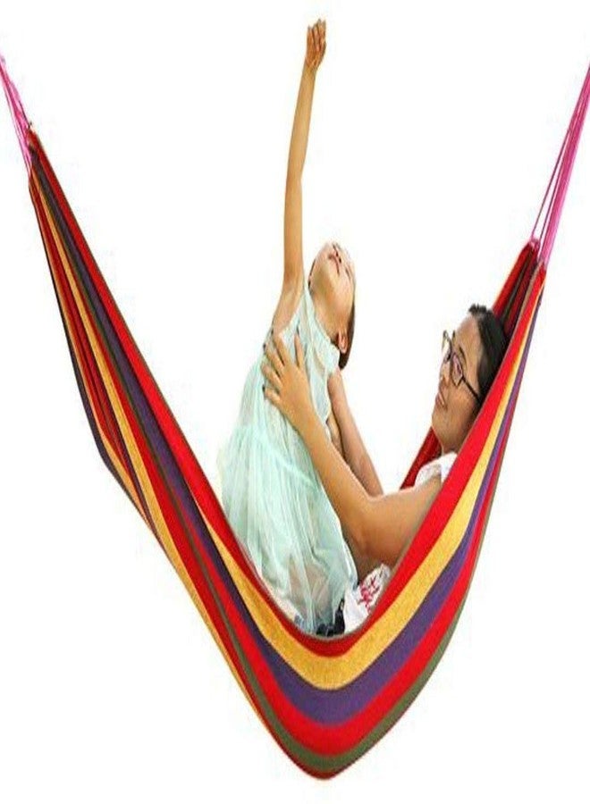 Saiyam Outdoor Garden Hammock for Single Person Hang Bed Portable Travel Camping Swing with Strong Rope (200 x 150 cm, Multicolor) - Image 1