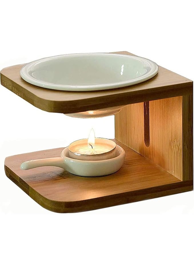 DUNISO Wood Tea Light Candle Holder, Essential Oil Candle Warmers，Essential Oil Burner Candle Aroma Diffuser with Candle Spoon, Sturdy and Durable，Suitable for Spa Yoga Meditation - Image 1