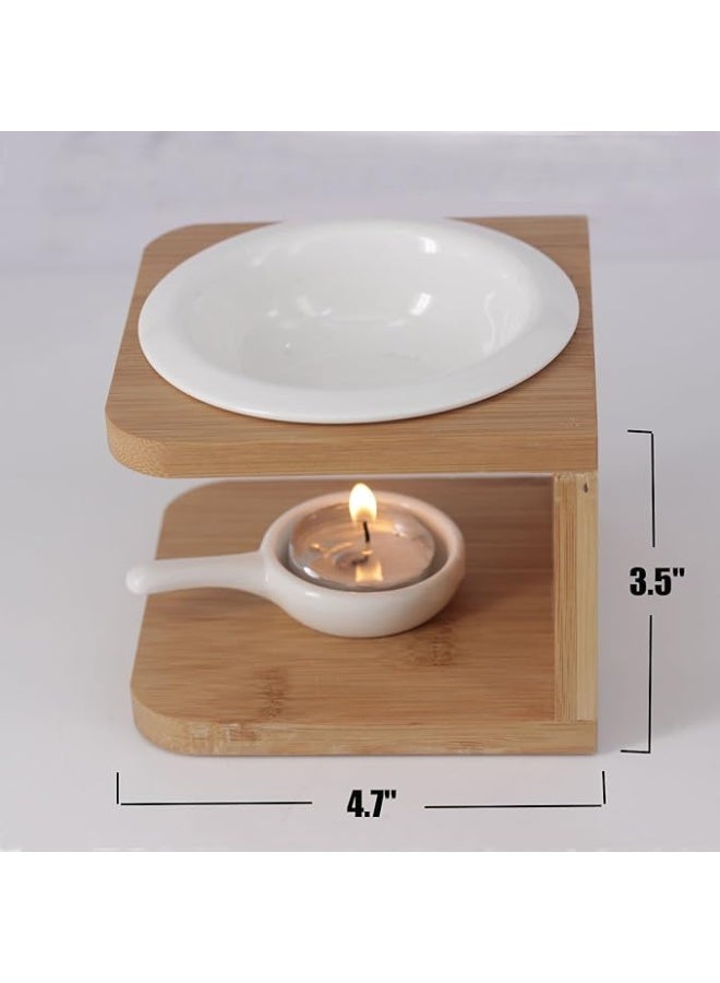 DUNISO Wood Tea Light Candle Holder, Essential Oil Candle Warmers，Essential Oil Burner Candle Aroma Diffuser with Candle Spoon, Sturdy and Durable，Suitable for Spa Yoga Meditation - Image 2