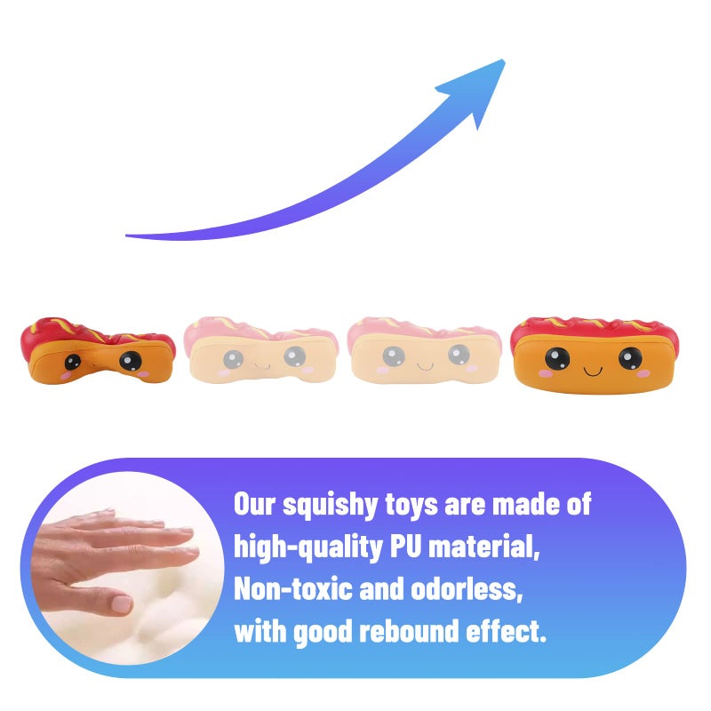 Anboor Squishies Hot Dog Toy Kawaii Soft Food Slow Rising Scented Food Bread Squishies Stress Relief Kid Toys - Image 3
