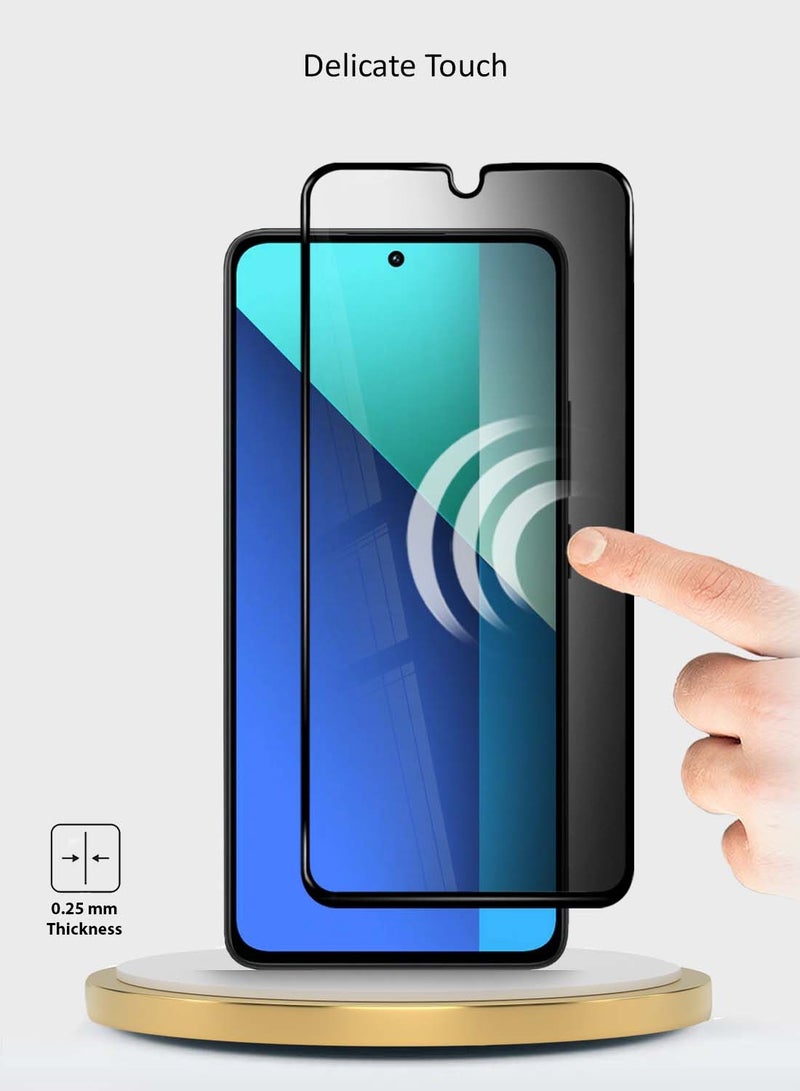 Wtech Xiaomi Redmi Note 13 4G 2024 Premium E2E Series Privacy Full Glue Full Cover Tempered Glass Screen Protector - Clear/Black - Image 3