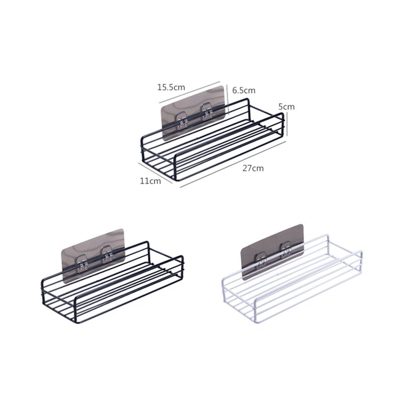 2pcs Bathroom Iron Storage Rack Free of Punch Shelves Shower Gel Hanging Frame (White with Sticker, Black with Sticker) - Image 2