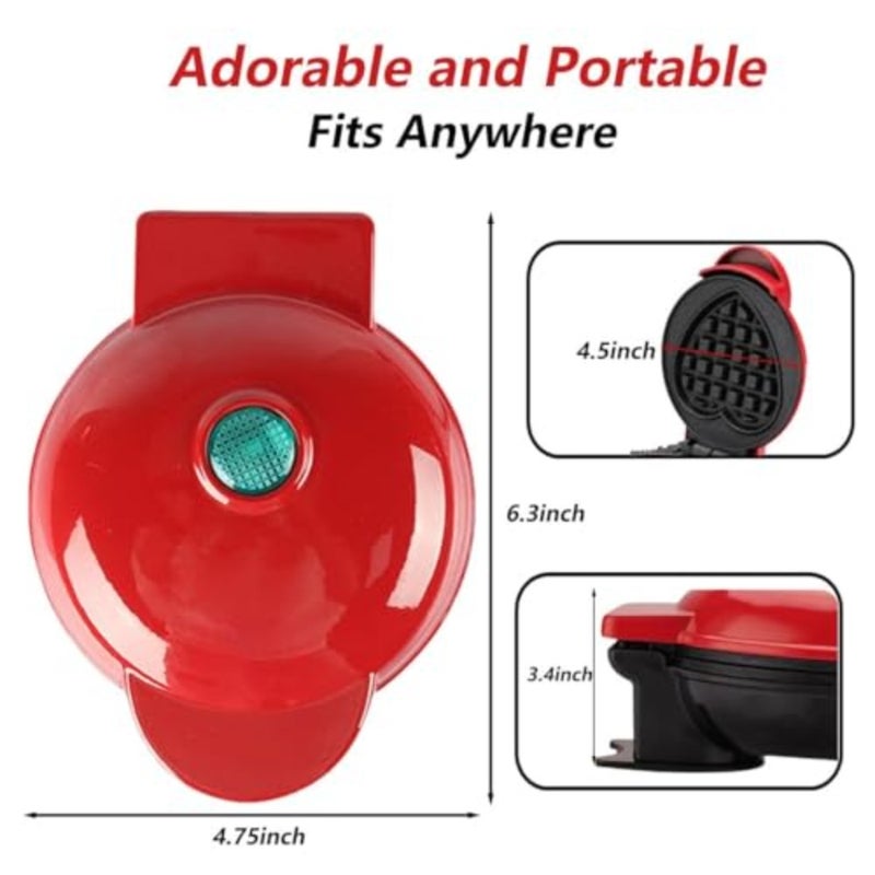 Mini Waffle Maker Electric Heart Waffle Makers 4 Inch Non-Stick Griddle for Waffles Portable Pancake Maker Machine for Youth Easy to Clean Great for Make Snacks Sandwich Eggs - Image 5