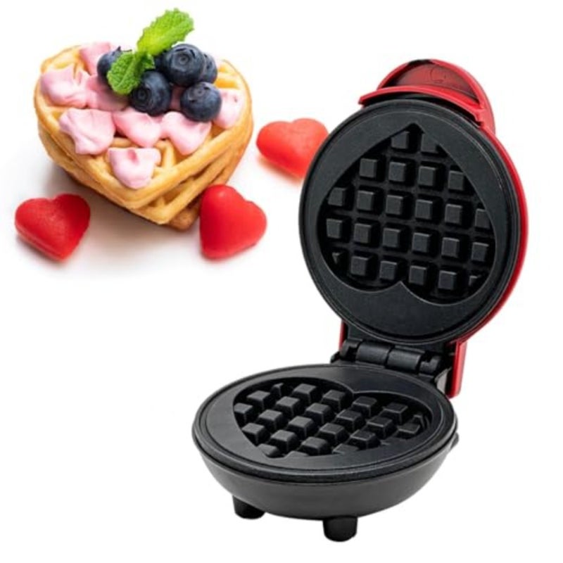 Mini Waffle Maker Electric Heart Waffle Makers 4 Inch Non-Stick Griddle for Waffles Portable Pancake Maker Machine for Youth Easy to Clean Great for Make Snacks Sandwich Eggs - Image 1
