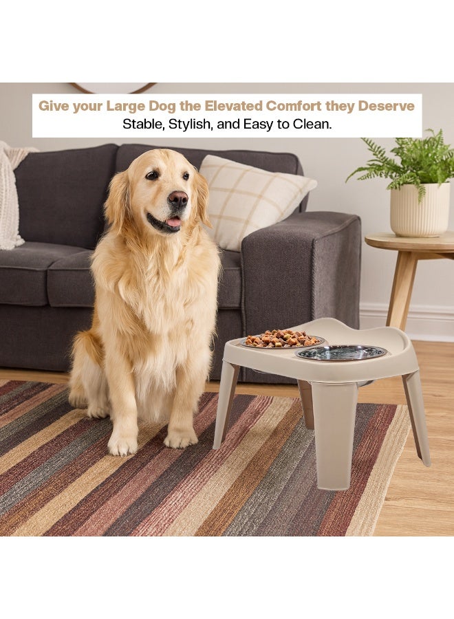 NNC PETS Raised Pet Feeder with Double Stainless Steel Bowls and Non-slip base, Elevated Dog and Cat Food & Water Bowl Stand for medium to large Pets, Comfortable Feeding Height, 51 cm (Beige) - Image 5