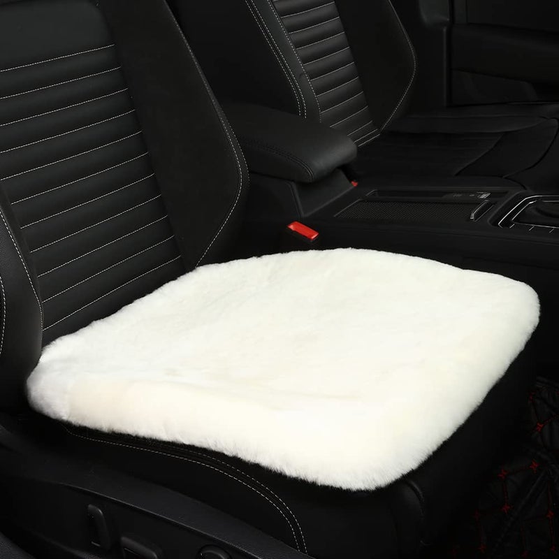 IRIWOOL Genuine Sheepskin Auto Seat Pad Australian Soft Wool Seat Cover Breathable and SweatWicking Comfort Warm Universal Fit192 inch x192 inch Front seat Cushion 1pc Ivory White