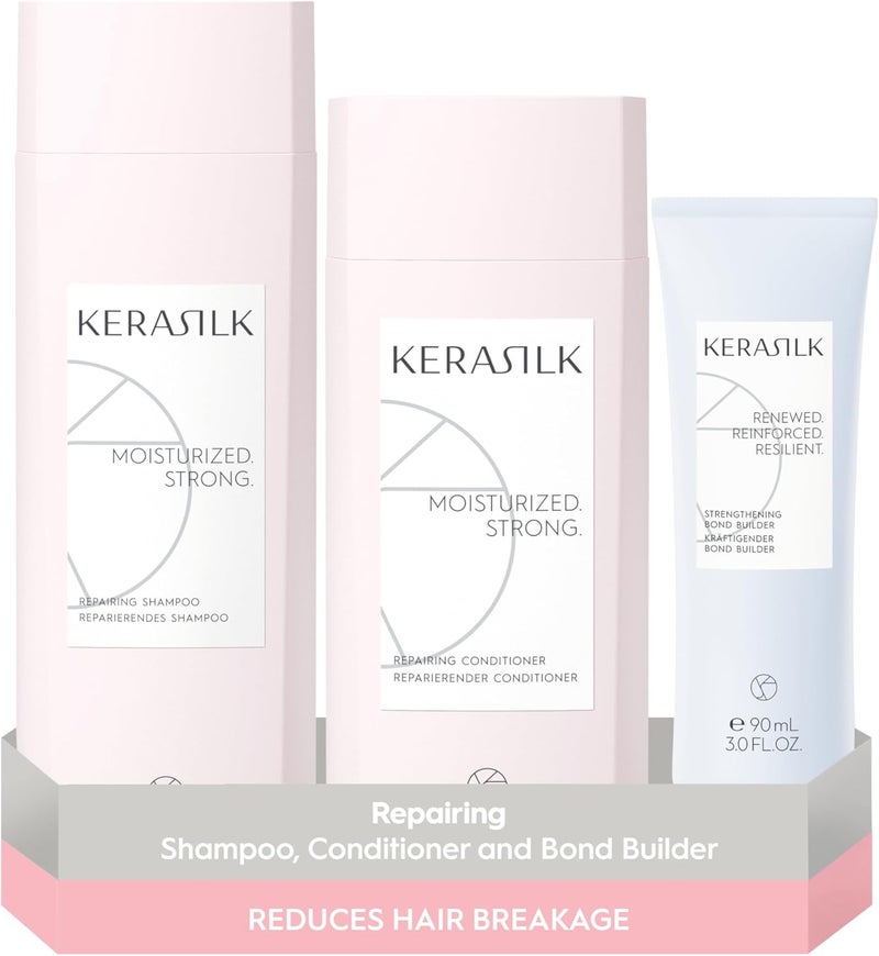 Kerasilk Repairing Set with Shampoo 250ml Conditioner 200ml Bond Builder 90ml