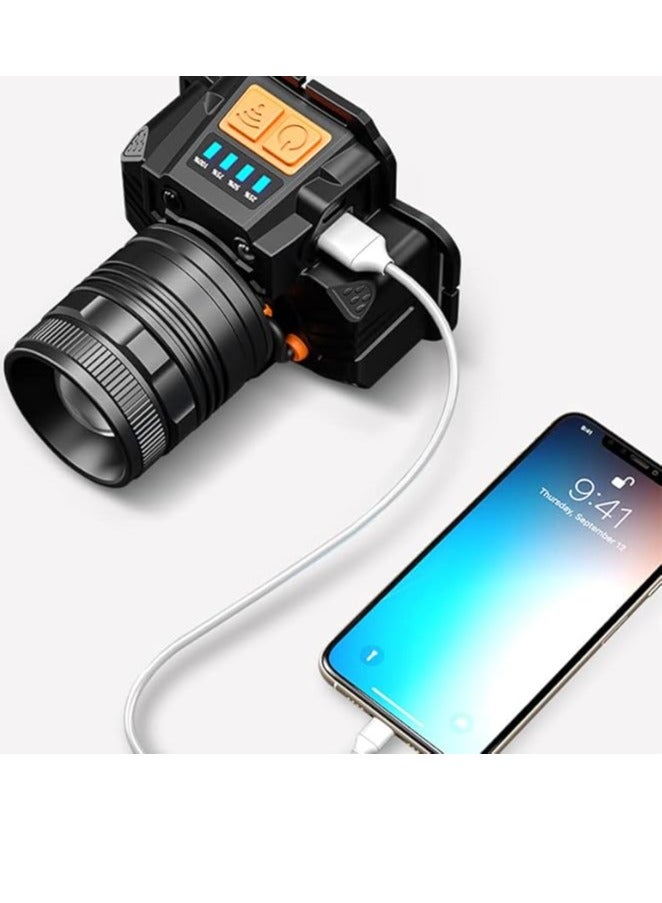 QLIGHT Rechargeable Headlamps, 2000 High Lumens LED Head light, Motion Sensor Head Lamp, Waterproof, Zoomable Outdoor Headlamp for Camping Hiking Running Cycling Fishing - Image 4