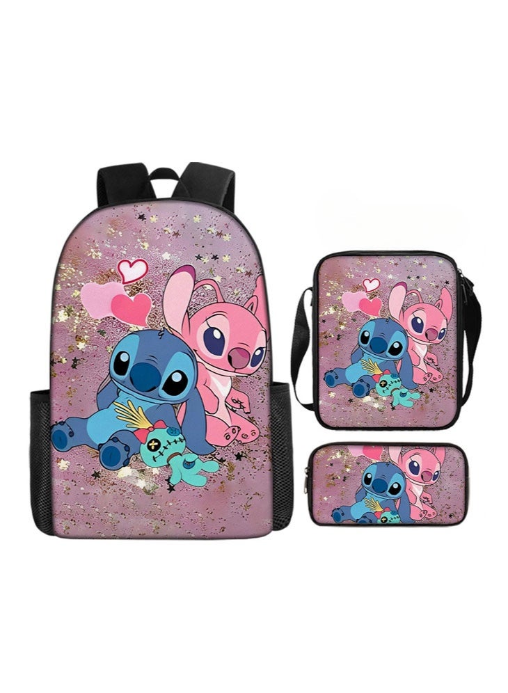The new Stitch backpack, pencil case, shoulder bag, three-piece suit, men's and women's leisure sports travel backpack, student school backpack - Image 1