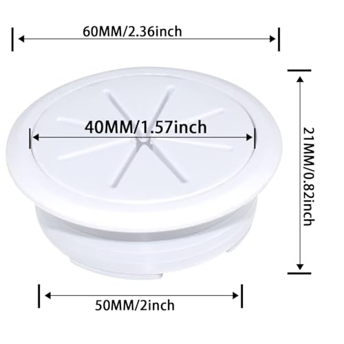 Aifeier ET 2PCS Desk Grommet 2 Inch/50mm Rubber Cable Wire Grommet Cable Hole Cover for Managing and Hiding Office PC Desk Cable Cord (White) - Image 3