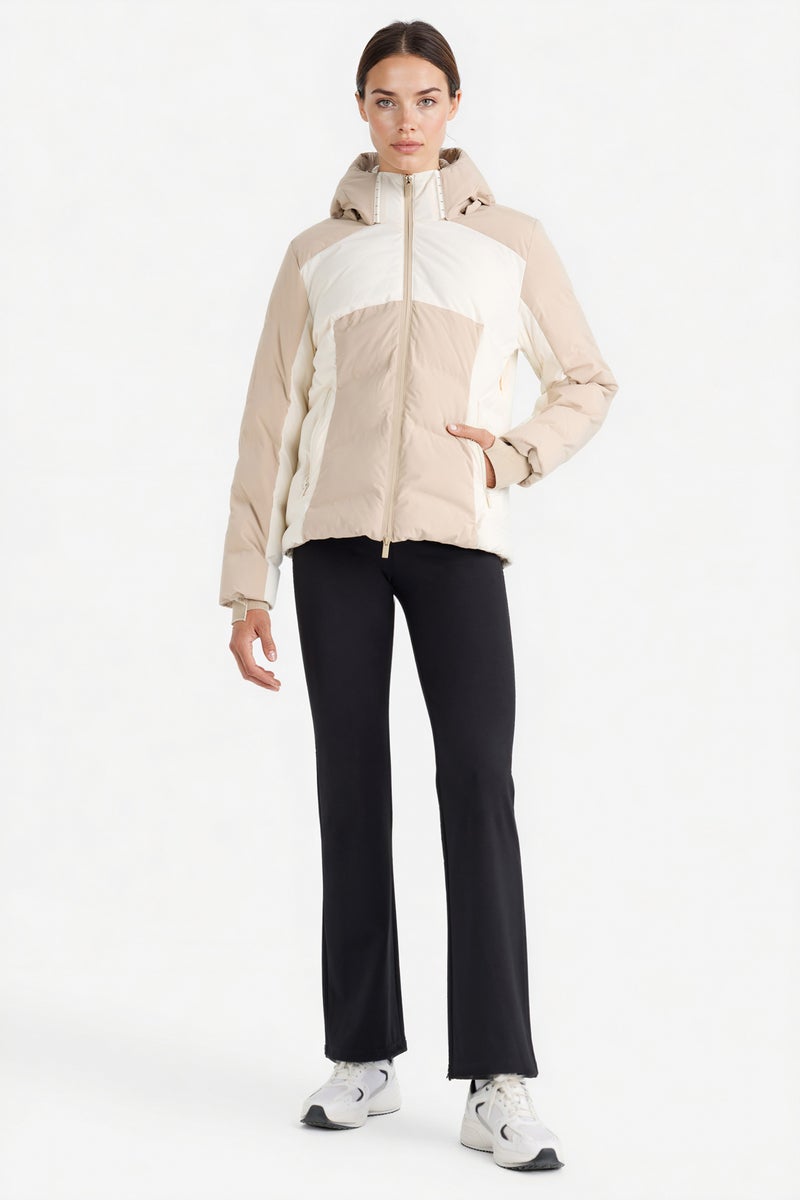 DeFacto Beige Woman Waterproof Regular Fit Hooded Ski Jacket Casual - Image 5