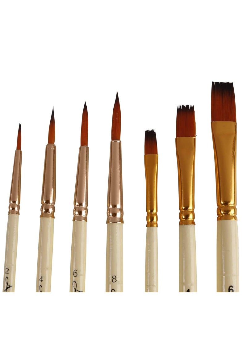 Arora Arora Round & Flat Mix Painting Brush Set of 7 Pieces for Watercolor and Acrylic Painting(Wood)  - Image 4