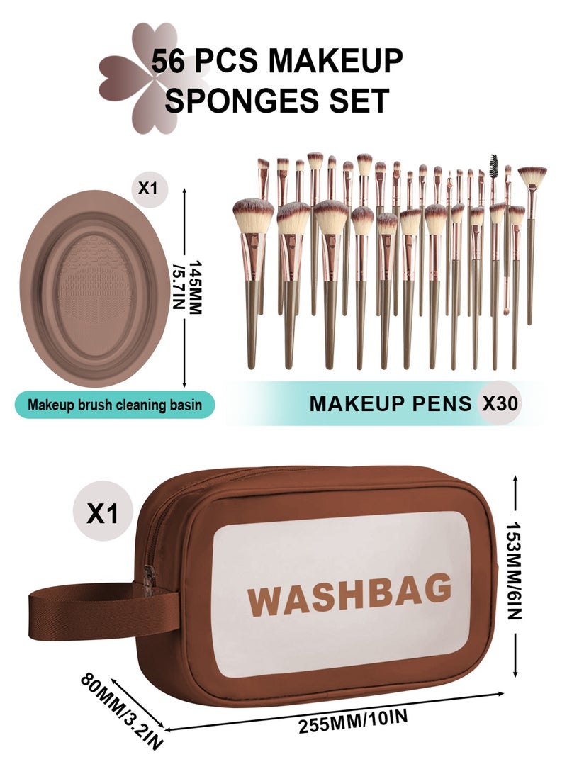 HomarKet Makeup Brush Set,56 Pcs Makeup Tool Set Premium Synthetic Foundation Powder Concealers Eye shadows Blush Makeup Brushes,Brown - Image 3