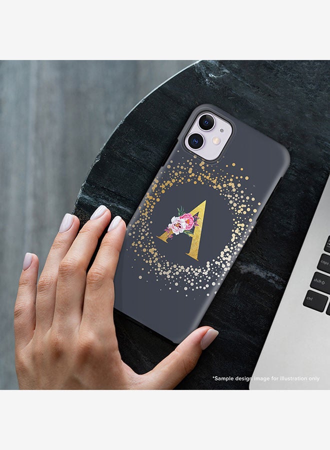 Stylizedd Monogram Tough Cover for Apple iPhone 11 Case Custom Initials Letter Floral Pattern Tough Pro Dual Layer hybrid PC inner TPU protection Alphabet- H (Grey) - Image 2