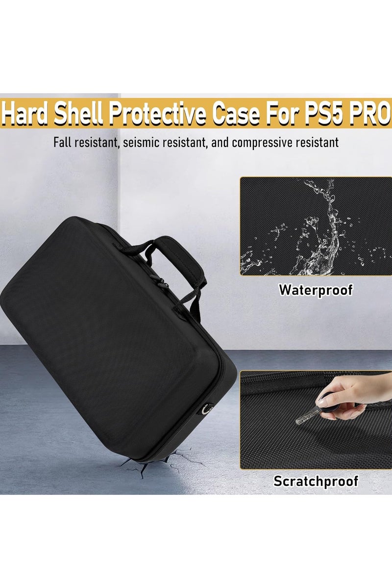 Brinaoki Carrying Case for PS5 Pro Game Console,Portable EVA Hard Shell Dust-proof Anti-scratch Storage Bag,Large-capacity Travel Protective Case for PS5 Pro Console Controller Accessories (black) - Image 4