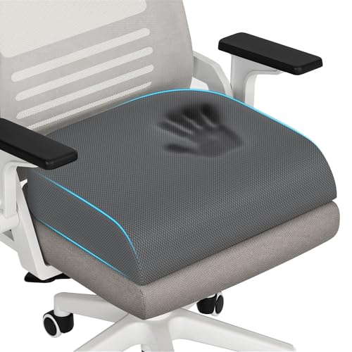 TranquilRelax Large Seat CushionSoft Foam Cushion for Long Sitting Hours on Office Chair Home Car NonSlip Chair Pad for Relieving Back Sciatica Hip Coccyx Pain Grey - Image 1