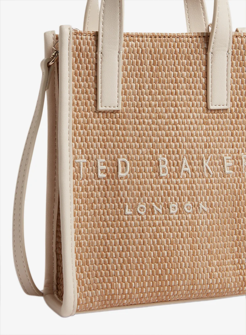 Ted Baker IVORY Faux Raffia Mini Icon Tote for Women | Best Price UAE