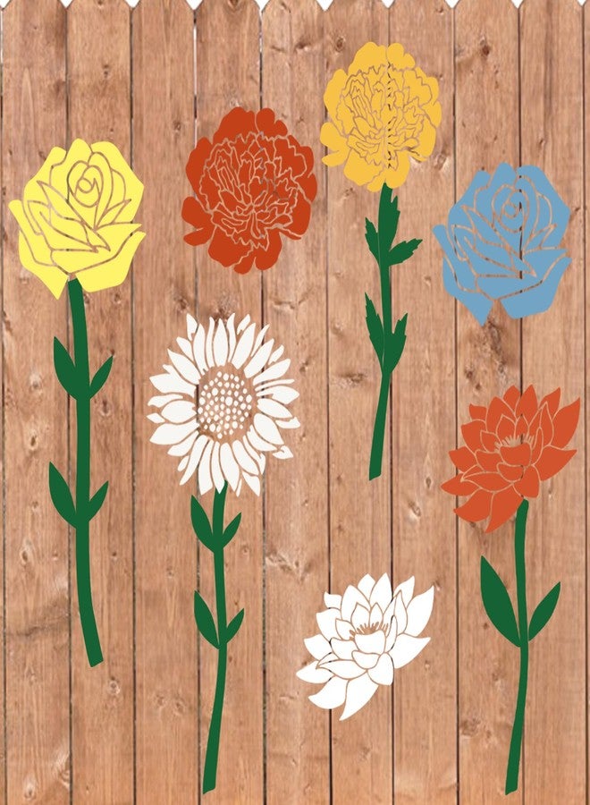 Meisuitd Large Flower Stencils for Painting - 10 Pcs Giant Floral Stencils with Rose & Daisy Designs for Walls, Fences & DIY Crafts - Image 4