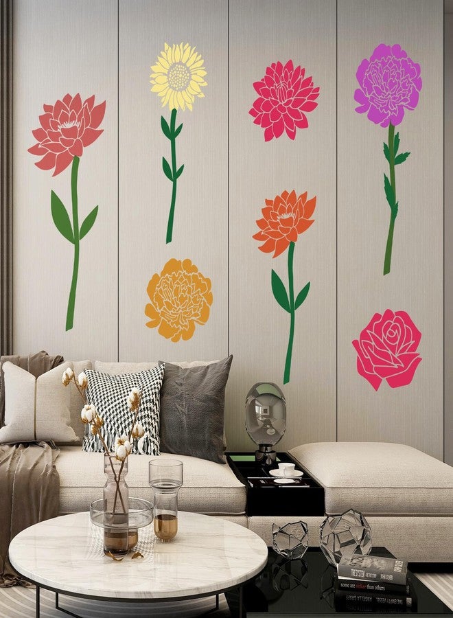 Meisuitd Large Flower Stencils for Painting - 10 Pcs Giant Floral Stencils with Rose & Daisy Designs for Walls, Fences & DIY Crafts - Image 3