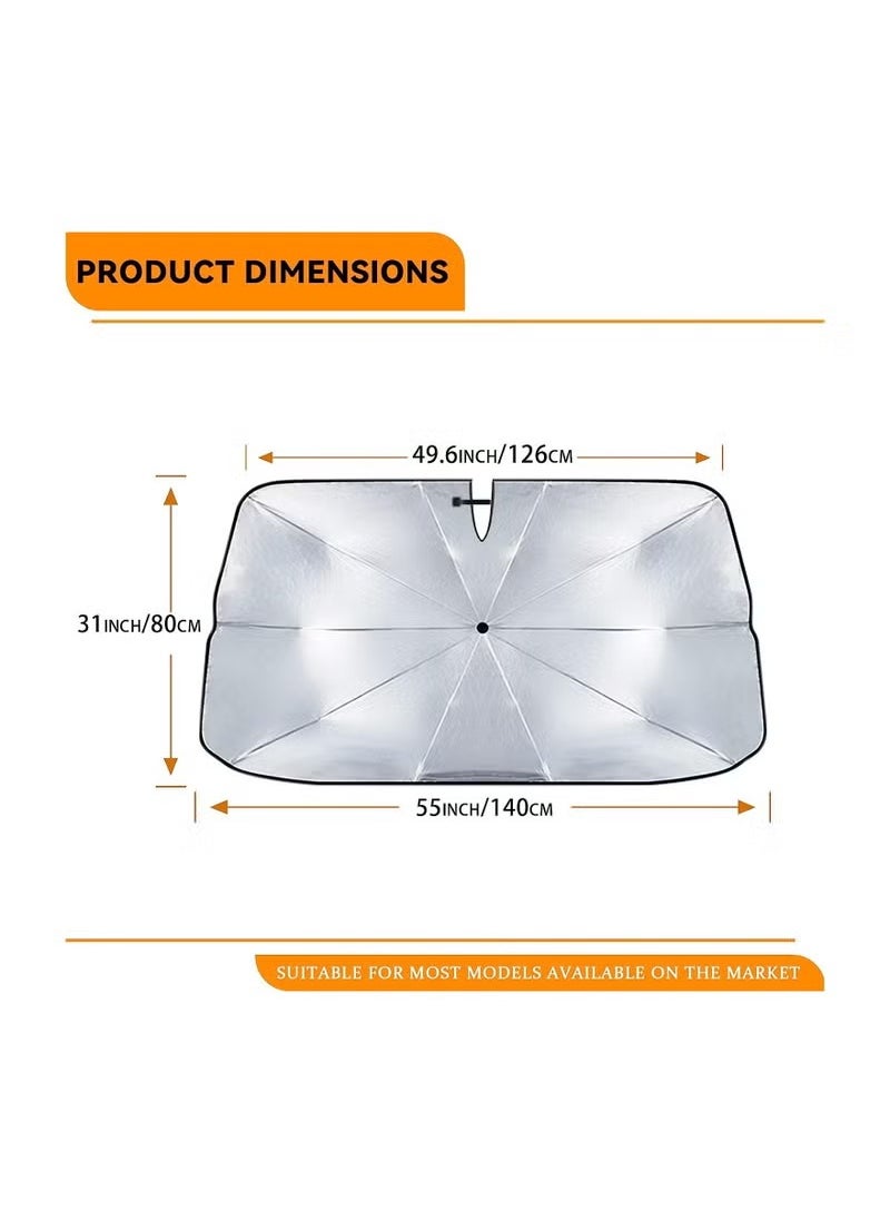 Generic - Foldable Extra Large Thickened Car Sunshade, Car Front Windshield Umbrella, Foldable Car Front Window Windshield Visor Blocks UV Heat Keeps You Cool, Velcro Tapered Edge Opening. - Image 1