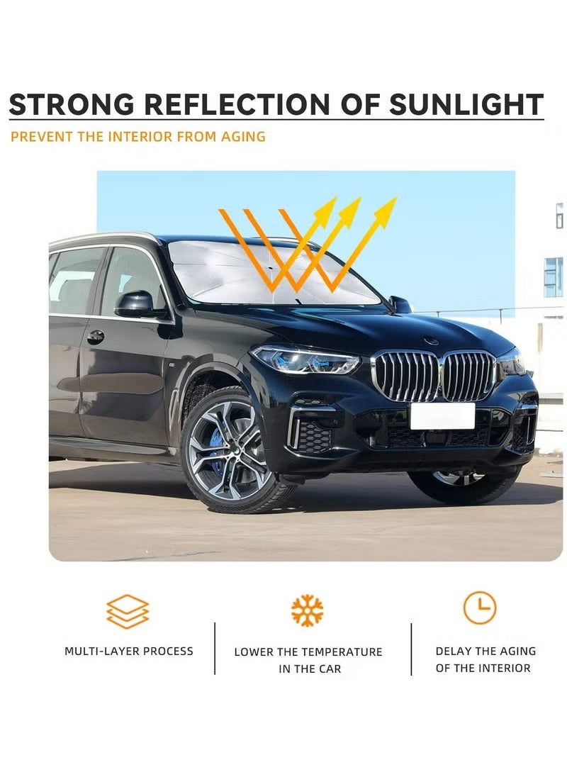 Generic - Foldable Extra Large Thickened Car Sunshade, Car Front Windshield Umbrella, Foldable Car Front Window Windshield Visor Blocks UV Heat Keeps You Cool, Velcro Tapered Edge Opening. - Image 1