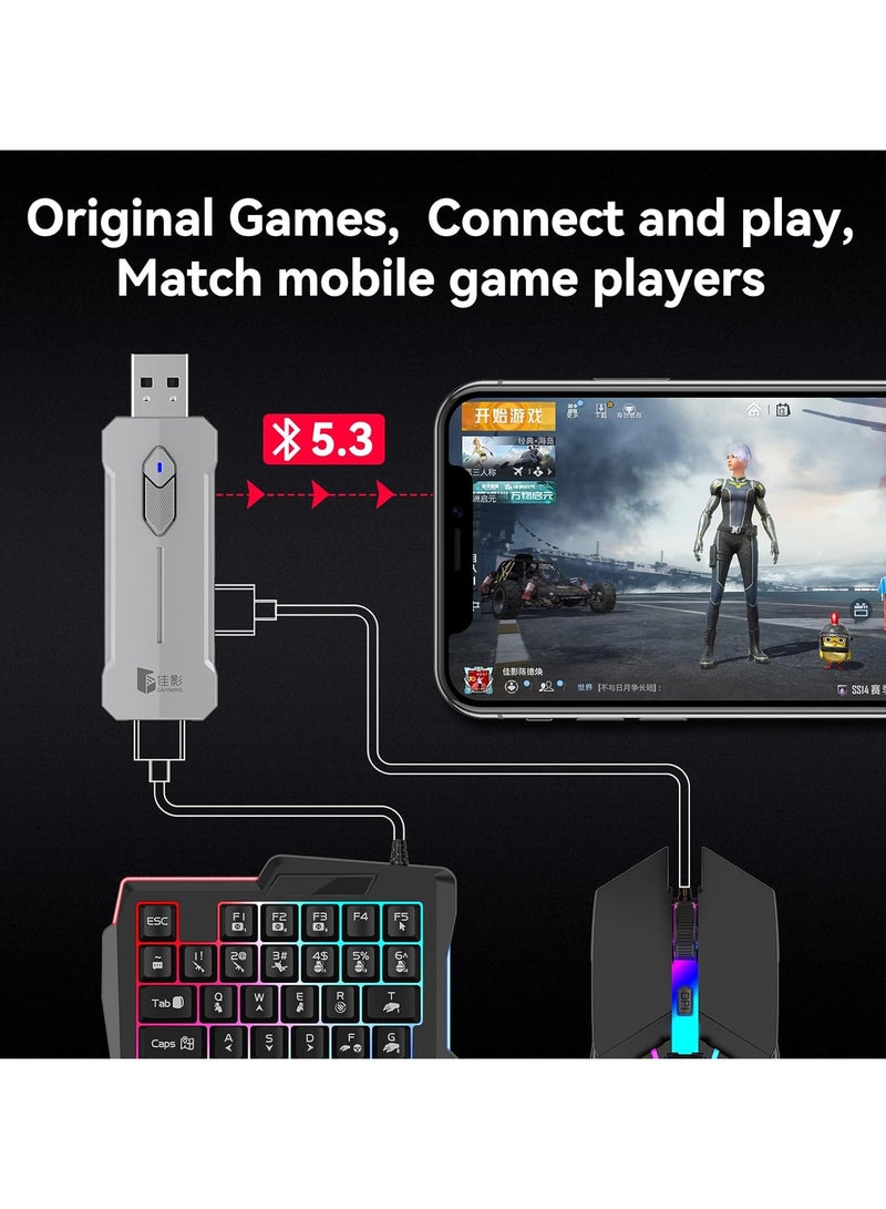 5 in 1 X8 pro PUBG Controller Gaming Keyboard Mouse Converter, Android, Harmony OS, Samsung Exynos system dedicated(Not for IOS), Mouse  Keyboard Combo Pack for FPS Mobile Games  - Image 3