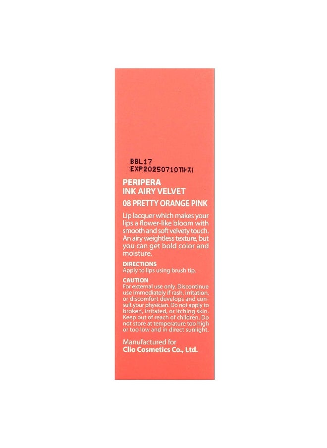 Peripera Peripera, Ink Airy Velvet Lip Tint, 08 Pretty Orange Pink, 0.14 oz (4 g)  - Image 3