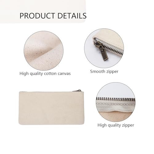 YONBEN Canvas Pencil Pen Case Stationery Case Pouch Bag (Beige, S) - Image 3