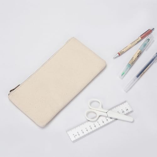 YONBEN Canvas Pencil Pen Case Stationery Case Pouch Bag (Beige, S) - Image 5
