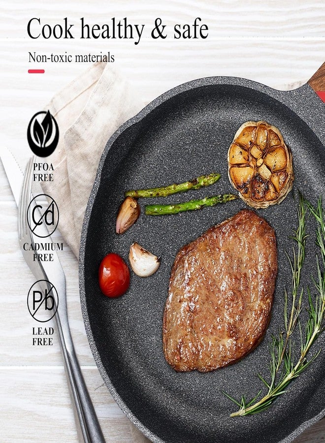 proxin Non Stick Frying Pan PFOA Free 8 Inch, Granite Omelette Egg Pan, Induction &Gas Fry Pan, Fish Pan, Frying pan Non Stick,Dishwasher Safe Frying pan (8-Inch, Black) - Image 4