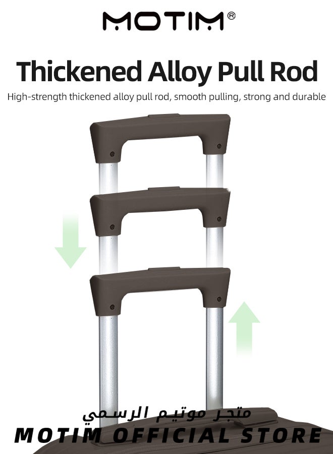 موتيم 2 قطع الصعود المحمولة على الأمتعة مجموعات حقائب السفر تحمل الأمتعة مع عجلات دوارة حقيبة حمل مؤطرة من الألومنيوم مع منفذ USB وحامل أكواب وحامل هاتف أمتعة كبيرة مسجلة - Image 4