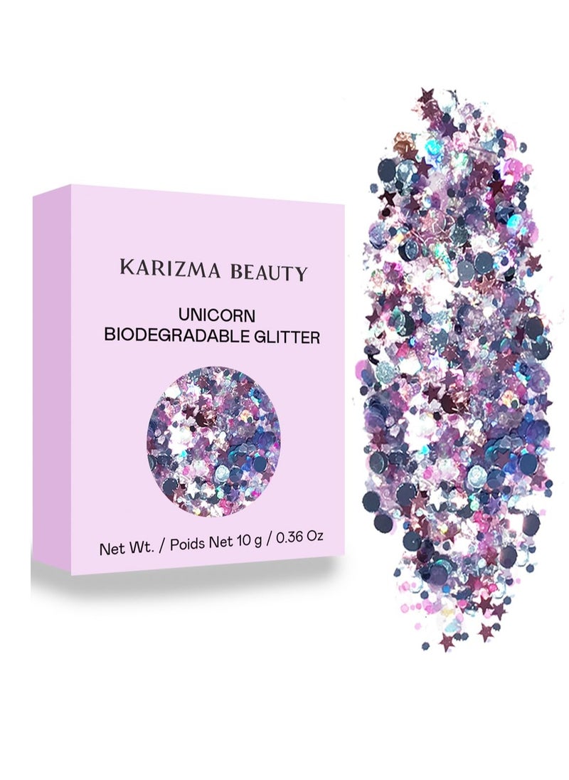 KARIZMA - Unicorn Strobe Biodegradable Chunky Glitter // Karizma Beauty Silver Bio Glitter Eco Glitter Face Glitter Festival Chunky 10g - Image 1
