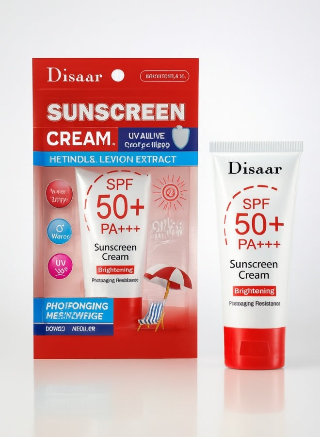 DISAAR BEAUTY Retinol and Lemon Extract Sunscreen Cream 50g SPF Protection Brightening Whitening Anti Aging Moisturizing UV Defense Face Cream for Daily Use - Image 1