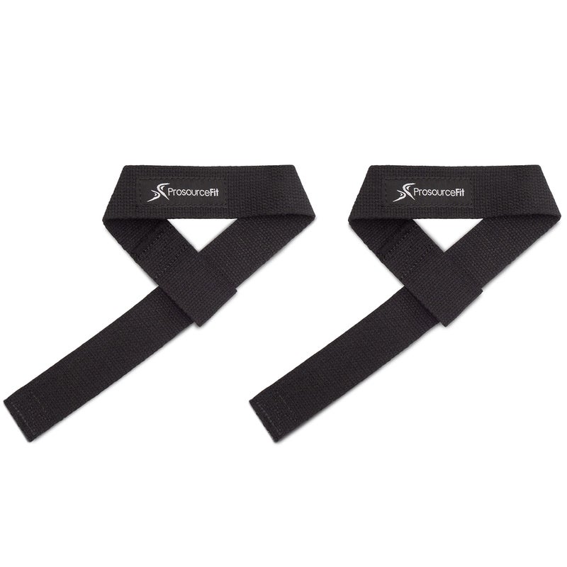 ProsourceFit Pair of Weight Lifting Straps for Men and Women, Adjustable Cotton Straps for Improved Grip, Black - Image 1