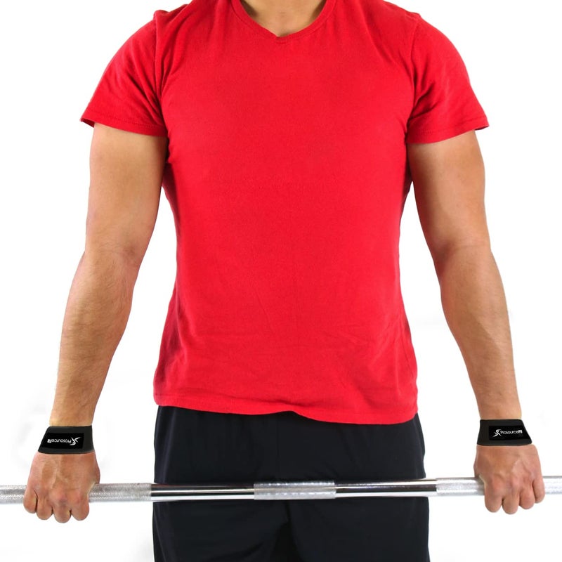 ProsourceFit Pair of Weight Lifting Straps for Men and Women, Adjustable Cotton Straps for Improved Grip, Black - Image 3