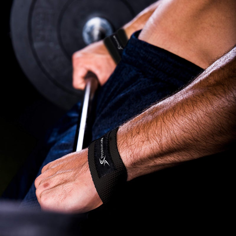 ProsourceFit Pair of Weight Lifting Straps for Men and Women, Adjustable Cotton Straps for Improved Grip, Black - Image 4