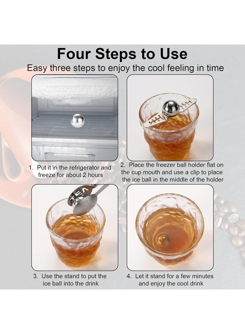SYOSI Espresso Cooling Ball Kit, Stainless Steel Reusable Coffee Chiller with Stand, Metal Frozen Cooling Ball No Dilution Tool, Durable Iced Coffee Accessories for Home Office Kitchen - Image 5