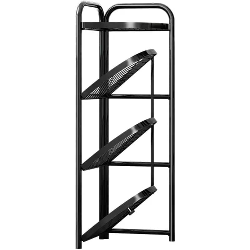 HOLLIO HOLLIO 4 Tier Corner Shelf Industrial Wall Corner Bookshelf with Metal Frame Corner Storage Rack Shelves Display Plant Flower Stand Bookcase for Home Office Kitchen 4 Tier Corner Rack  - Image 4
