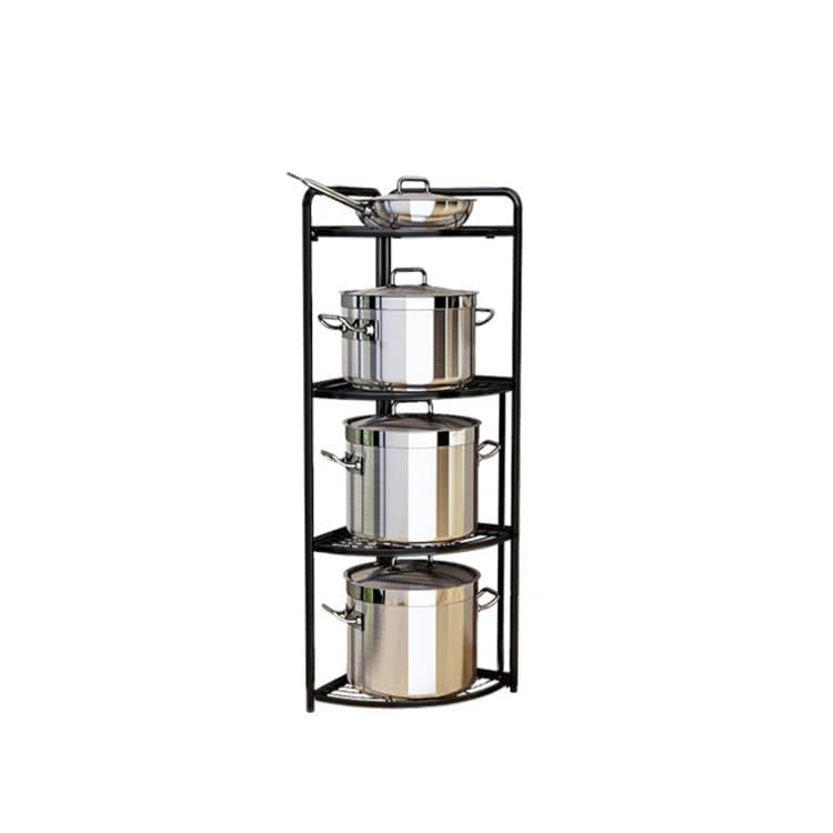 HOLLIO HOLLIO 4 Tier Corner Shelf Industrial Wall Corner Bookshelf with Metal Frame Corner Storage Rack Shelves Display Plant Flower Stand Bookcase for Home Office Kitchen 4 Tier Corner Rack  - Image 1