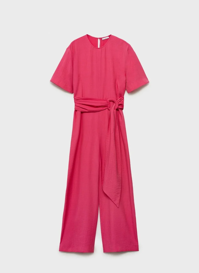 MANGO Straight-Fit Short-Sleeved Jumpsuit With Belt
