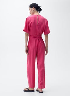 MANGO Straight-Fit Short-Sleeved Jumpsuit With Belt  - Image 2