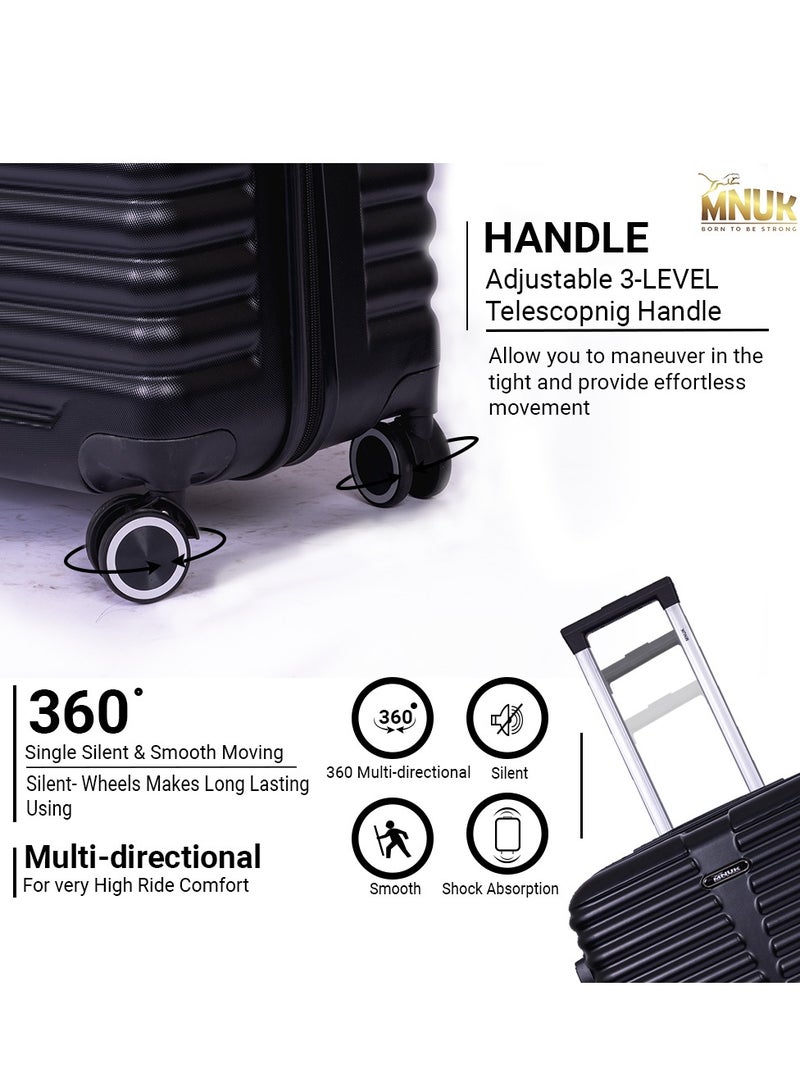 منيك حقيبة سفر ديسكفري بعجلات صلبة ومقبض ناعم وقفل  بعجلات مزدوجة  درجة بعجلات رباعية كبيرة  بوصة أسود - Image 5