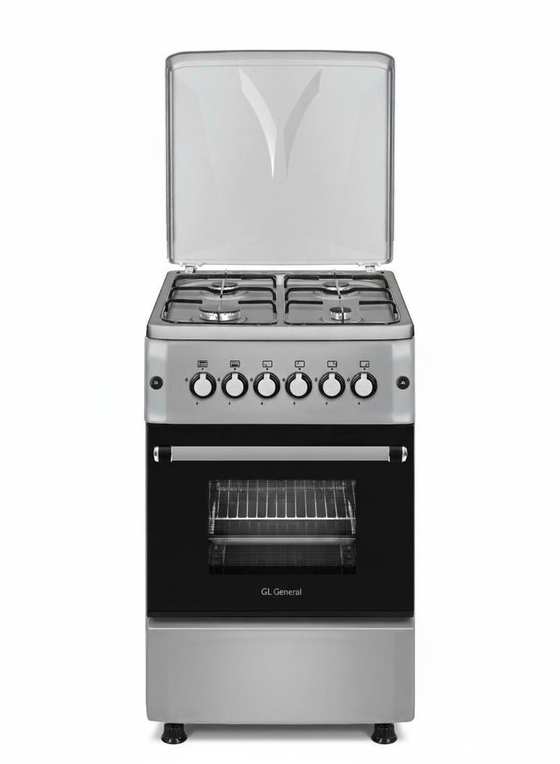 GL General 50x55cm Gas Cooker, 4 Burners Wide Pan Support, Auto Burn, Total Safety, Easy To Clean Surface, Oven Grill with Up & Down Heating, - Image 3