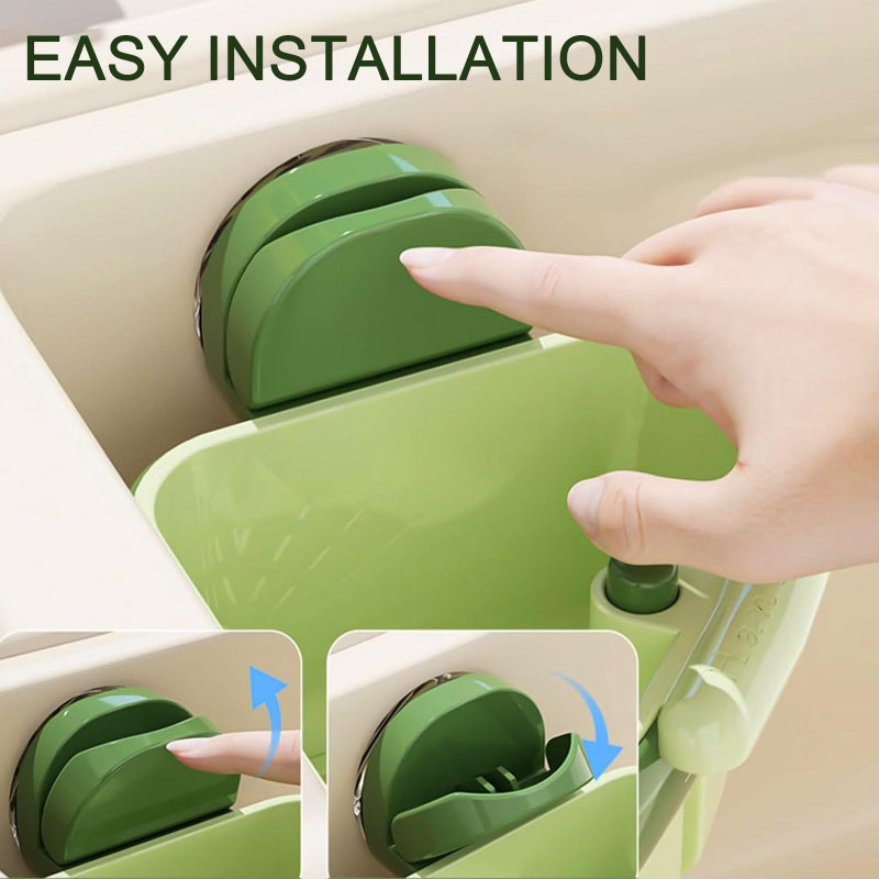 LLQ 2PACK Sink Strainer Basket,2025 New Upgraded Suction Cup Press Sink Drainer Basket,Automatic Dumping Sink Strainer Basket,Faucet Sponge Storage Rack (Yellow + Green) - Image 5