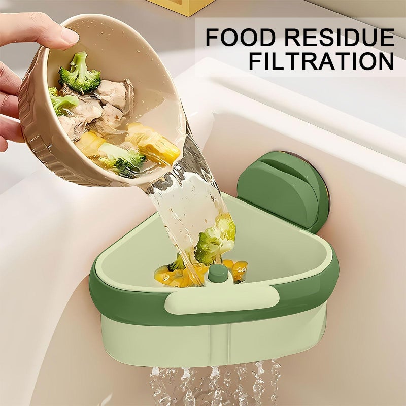 LLQ 2PACK Sink Strainer Basket,2025 New Upgraded Suction Cup Press Sink Drainer Basket,Automatic Dumping Sink Strainer Basket,Faucet Sponge Storage Rack (Yellow + Green) - Image 2
